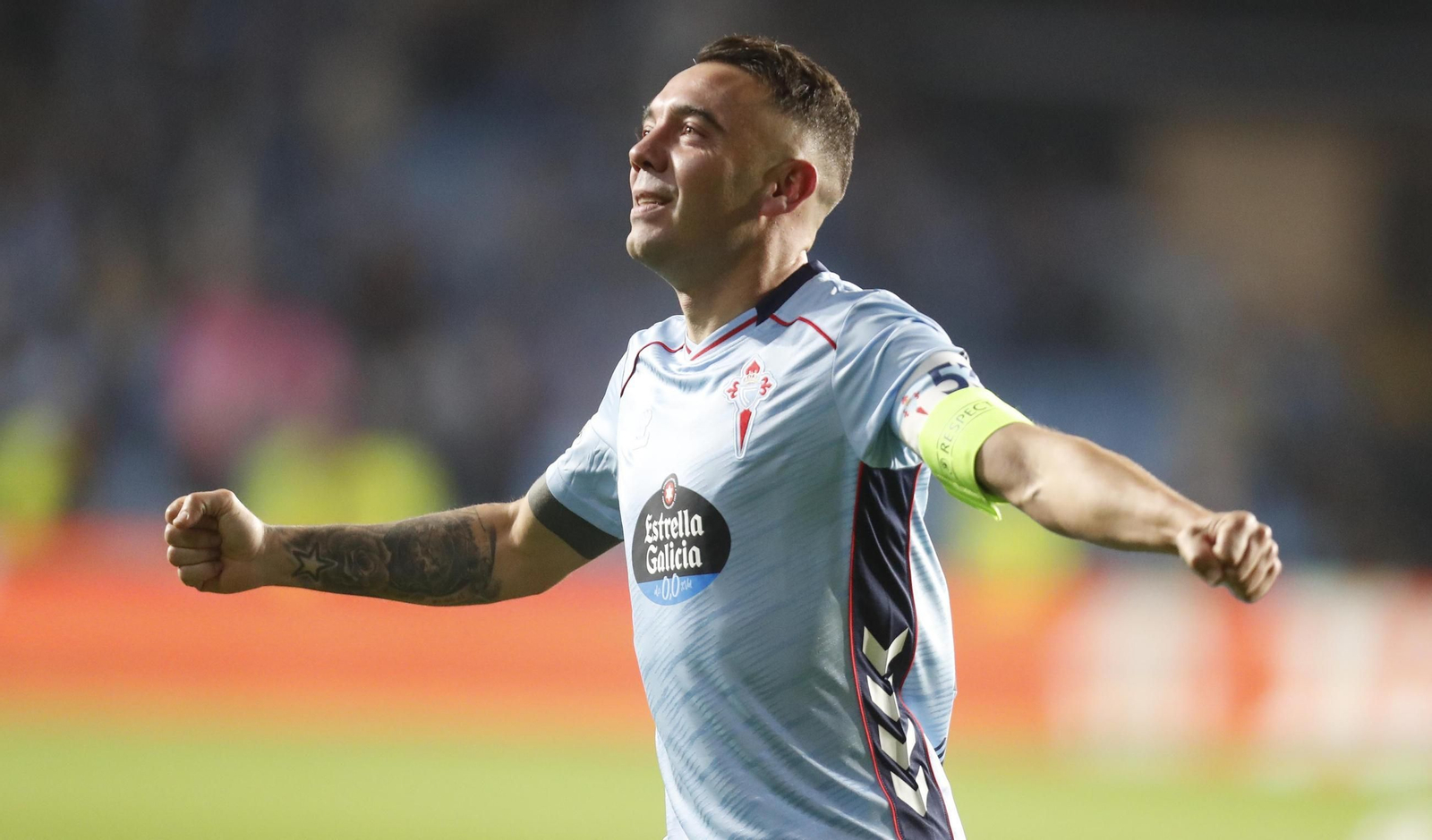 Iago Aspas celebra su gol nada más comenzar el partido del pasado jueves de Liga Europa ante el Niza en Balaídos.